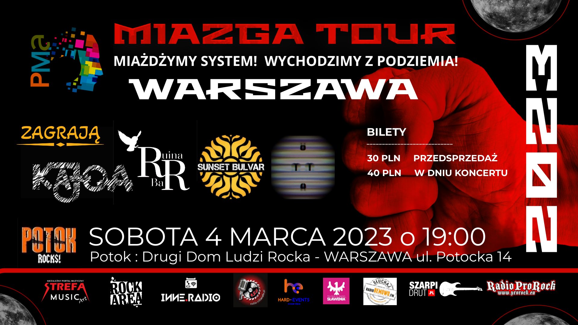 MIAZGA TOUR 2023 WARSZAWA | KAJOA x SUNSET BULVAR x UMMA x RUINA BAR | Klub Potok